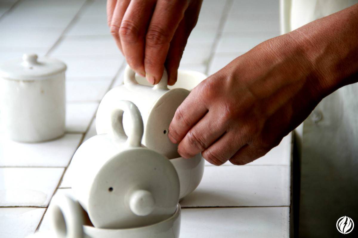 setting up for tea brewing