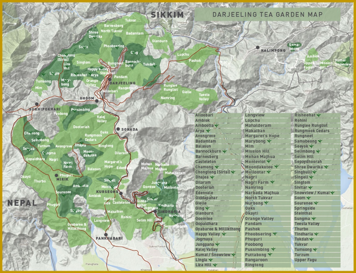 Darjeeling Tea Estates Map